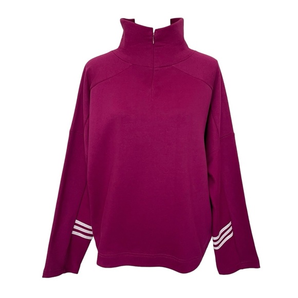 Adidas Funnel Neck Comfy Sweatshirt Women’s Size L Power Berry Loose Fit - Picture 7 of 11